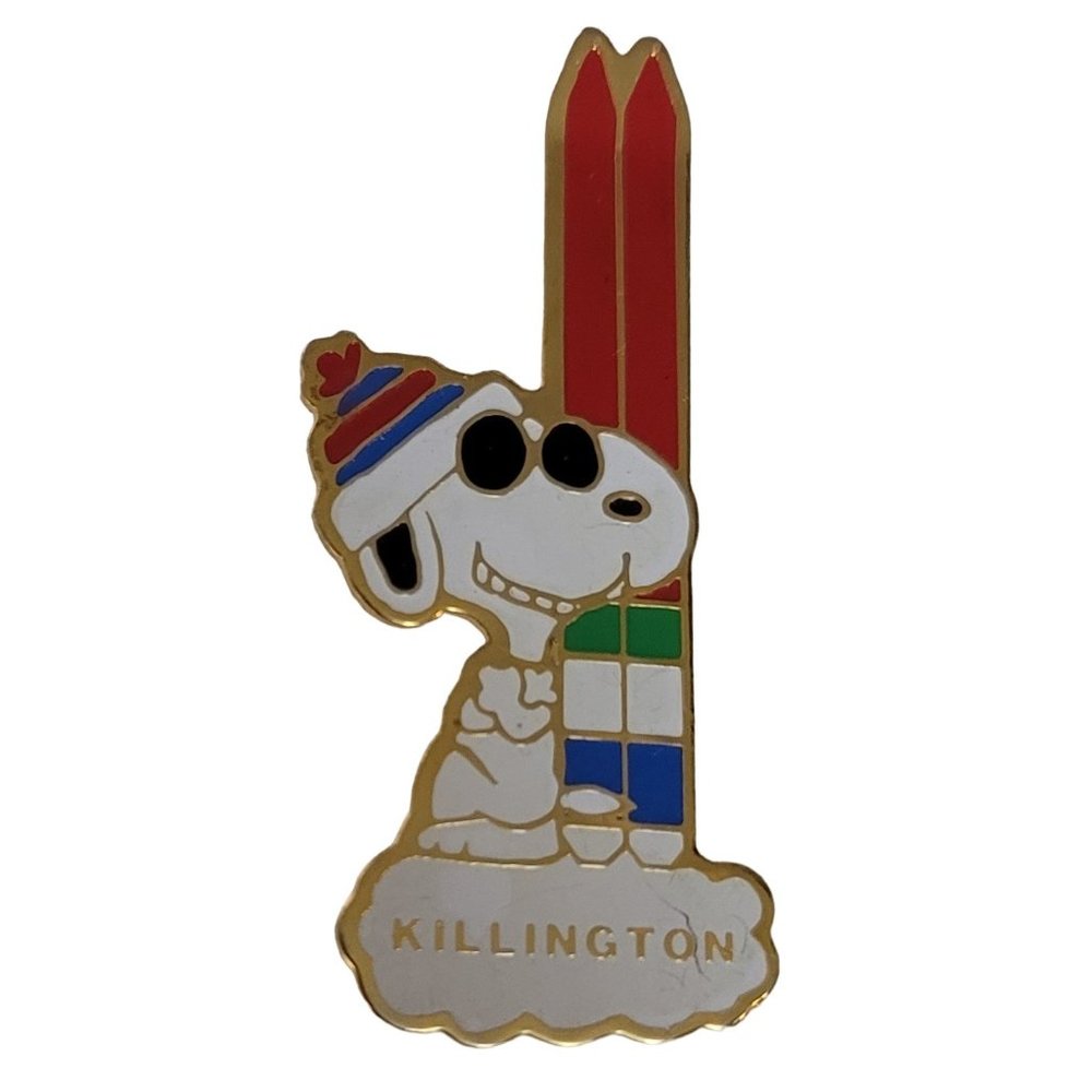 1971 Peanuts Snoopy Killington Ski, United Feature Syndicate Pin E100